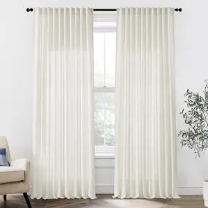 Extra Wide Curtains 70 In Width for 72 Inch Window,Pleated Back Tab Linen Semi Sheer Full Length Curtains for Living Room Sliding Glass Door 2 Panel Set,72x102,70x102,6FT x 102 Inches Long,Cream Extra Wide Curtains 70 In Width for 72 Inch Window,Pleated Back Tab Linen Semi Sheer Full Length Curtains for Living Room Sliding Glass Door 2 Panel Set,72x102,70x102,6FT x 102 Inches Long,Cream