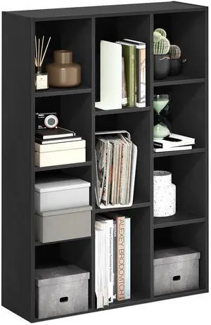 Furinno LUDER Book Shelf, 11-Cube Bookshelf, Reversible Bookcase, 9.4 x 29.1 x 41.7, Easy Assembly, for Living Room, Bedroom, Home Office, Blackwood Furinno LUDER Book Shelf, 11-Cube Bookshelf, Reversible Bookcase, 9.4 x 29.1 x 41.7, Easy Assembly, for Living Room, Bedroom, Home Office, Blackwood