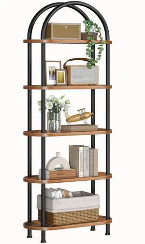 HOOBRO 5 Tier Open Bookshelf, Industrial Arched Bookcase Display Shelf Rack, Wooden Bookcase Storage Shelf Metal Frame, Tall Storage Organizer for Home, Easy Assembly, Rustic Brown BF176SJ01 HOOBRO 5 Tier Open Bookshelf, Industrial Arched Bookcase Display Shelf Rack, Wooden Bookcase Storage Shelf Metal Frame, Tall Storage Organizer for Home, Easy Assembly, Rustic Brown BF176SJ01