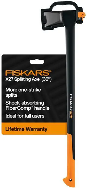 Fiskars X27 Super Splitting Axe, 36" Wood Splitting Axe for Medium to Large Size Logs with Shock-Absorbing Handle, Split Firewood, Forged Steel Blade, Bushcraft Gear and Camping Hatchet Fiskars X27 Super Splitting Axe, 36" Wood Splitting Axe for Medium to Large Size Logs with Shock-Absorbing Handle, Split Firewood, Forged Steel Blade, Bushcraft Gear and Camping Hatchet