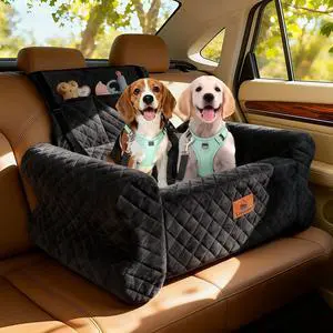 Dog Car Seat for Medium/Large Dogs up to 60 lbs, Memory Foam Dog Booster Seat with Thick Cushion, Pet Car Seat for Back with Detachable Washable Cover, Storage Pockets for SUV, Pick Up, Trunk, Black Dog Car Seat for Medium/Large Dogs up to 60 lbs, Memory Foam Dog Booster Seat with Thick Cushion, Pet Car Seat for Back with Detachable Washable Cover, Storage Pockets for SUV, Pick Up, Trunk, Black