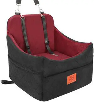 GL GLENSLAVE Dog Car Seat for Small/Medium Dogs, Dog Booster Car Seats with Thick Cushion for Dogs Under 35lbs, Detachable Washable Pet Carseat with Storage Pockets, 2 Safety Belts(Black/Red) GL GLENSLAVE Dog Car Seat for Small/Medium Dogs, Dog Booster Car Seats with Thick Cushion for Dogs Under 35lbs, Detachable Washable Pet Carseat with Storage Pockets, 2 Safety Belts(Black/Red)