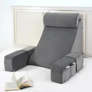 Vekkia 21" Reading Pillow with Arms and Headrest Tall Back Support Cushion for Adults, Multi-Density Foam, Removable Cover & XL Side Pockets for Reading, TV & Gaming in Bed & Floor 21"(Grey) Vekkia 21" Reading Pillow with Arms and Headrest Tall Back Support Cushion for Adults, Multi-Density Foam, Removable Cover & XL Side Pockets for Reading, TV & Gaming in Bed & Floor 21"(Grey)