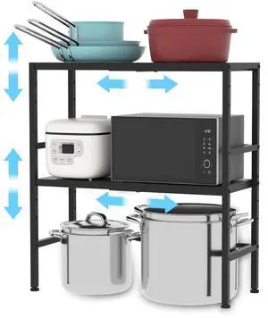 2-Tier Expandable Metal Storage Shelves, 150LBS Heavy Duty Shelving Units and Storage,Adjustable Utility Organization and Storage Shelf Rack For Kitchen Garage Laundry Bathroom Pantry Warehouse 2-Tier Expandable Metal Storage Shelves, 150LBS Heavy Duty Shelving Units and Storage,Adjustable Utility Organization and Storage Shelf Rack For Kitchen Garage Laundry Bathroom Pantry Warehouse