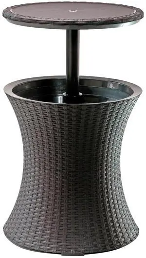 Keter Pacific Cool Bar Outdoor Patio Furniture and Hot Tub Side Table with 7.5 Gallon Beer and Wine Cooler, Espresso Brown Keter Pacific Cool Bar Outdoor Patio Furniture and Hot Tub Side Table with 7.5 Gallon Beer and Wine Cooler, Espresso Brown