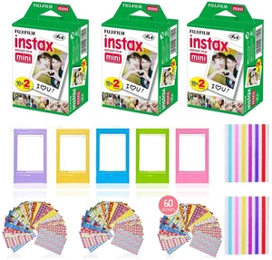 Instax Mini Instant Film (3 Pack, 60 Sheets) 5 Plastic Desk Frames, 60 Sticker Frames, 10 Hanging Creative Frames, 1 Pack Corner Stickers Instax Mini Instant Film (3 Pack, 60 Sheets) 5 Plastic Desk Frames, 60 Sticker Frames, 10 Hanging Creative Frames, 1 Pack Corner Stickers