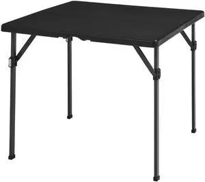 Amazon Basics 34 inch Portable Sturdy Folding Dining Table with Carrying Handle, Space Saving Storage, Square, 33.9 x 29.1 x 33.9 inch, Black Amazon Basics 34 inch Portable Sturdy Folding Dining Table with Carrying Handle, Space Saving Storage, Square, 33.9 x 29.1 x 33.9 inch, Black