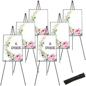 DAJAVE 6 Pack Display Easel Stand 63 Inch Folding Easels for Display, Portable Tripod Display Easel, Black Adjustable Metal Easel for Wedding Sign, Posters, Painting DAJAVE 6 Pack Display Easel Stand 63 Inch Folding Easels for Display, Portable Tripod Display Easel, Black Adjustable Metal Easel for Wedding Sign, Posters, Painting