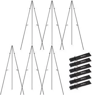 Nicpro Art Folding Easels for Display, 6 Pack 63 Inches Metal Floor Easel Stand Bulk Tripod Black Collapsible for Sign Artist Poster Wedding | with Carry Bag Nicpro Art Folding Easels for Display, 6 Pack 63 Inches Metal Floor Easel Stand Bulk Tripod Black Collapsible for Sign Artist Poster Wedding | with Carry Bag