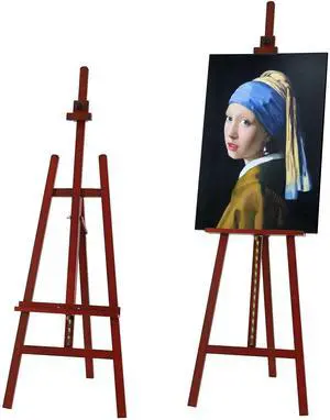 VISWIN Wooden Art Easel for Painting, Adjustable & Foldable Beech Wood Display Easel Stand for Canvas, Hold Canvas up to 43", 57''-76" H Floor Art Easel for Adults, Artists, Beginners - Walnut VISWIN Wooden Art Easel for Painting, Adjustable & Foldable Beech Wood Display Easel Stand for Canvas, Hold Canvas up to 43", 57''-76" H Floor Art Easel for Adults, Artists, Beginners - Walnut