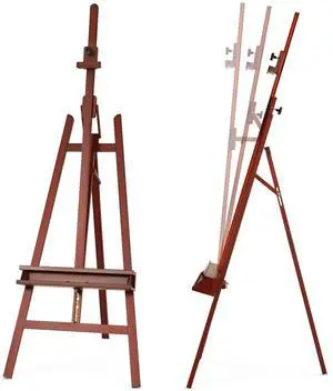 VISWIN Inclinable A-Frame Easel for Painting & Display, Adjustable 65"-89" H, Holds Canvas up to 49", Beech Wood Easel Stand with Storage Tray, Large Art Easel for Adults, Artists, Beginners - Walnut VISWIN Inclinable A-Frame Easel for Painting & Display, Adjustable 65"-89" H, Holds Canvas up to 49", Beech Wood Easel Stand with Storage Tray, Large Art Easel for Adults, Artists, Beginners - Walnut