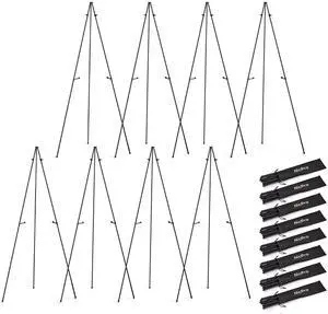 Nicpro Black Easel Stand for Sign, 8 Pack 63" Metal Portable Adjustable Collapsible Easels for Display, Painting, Poster, Wedding Sign with Carry Bag Nicpro Black Easel Stand for Sign, 8 Pack 63" Metal Portable Adjustable Collapsible Easels for Display, Painting, Poster, Wedding Sign with Carry Bag
