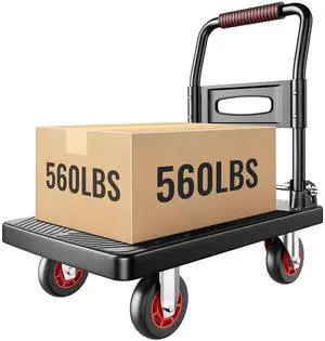 Upgraded Foldable Push Cart Dolly,560 lbs. Capacity Moving Platform Hand Truck,Heavy Duty Space Saving Collapsible,4 TPR 360-Degree Silent Wheels,2 Swivel Wheels and 2 Fixed Wheels Upgraded Foldable Push Cart Dolly,560 lbs. Capacity Moving Platform Hand Truck,Heavy Duty Space Saving Collapsible,4 TPR 360-Degree Silent Wheels,2 Swivel Wheels and 2 Fixed Wheels