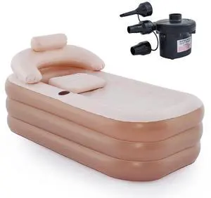 CO-Z Inflatable Bathtub with Electric Air Pump and Bath Pillow Headrest, Portable Blow Up Bath Tub for Adults, Outdoor & Indoor Freestanding Foldable Spa Tub with Cover Drainage Cup Holder,Brown CO-Z Inflatable Bathtub with Electric Air Pump and Bath Pillow Headrest, Portable Blow Up Bath Tub for Adults, Outdoor & Indoor Freestanding Foldable Spa Tub with Cover Drainage Cup Holder,Brown
