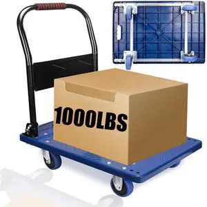 Push Cart Dolly, Moving Platform Hand Truck with 360 Degree Swivel Silent Wheel, Foldable for Easy Storage Suitable with 1000lb Weight Capacity, Blue Push Cart Dolly, Moving Platform Hand Truck with 360 Degree Swivel Silent Wheel, Foldable for Easy Storage Suitable with 1000lb Weight Capacity, Blue