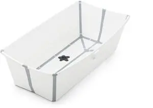 Stokke Flexi Bath Portable X-Large Baby Bathtub with Heat-Sensitive Plug, White Grey Stokke Flexi Bath Portable X-Large Baby Bathtub with Heat-Sensitive Plug, White Grey