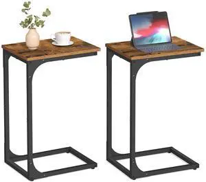 VASAGLE C-Shaped End Table Set of 2, Small Side Table for Couch, Sofa Table with Metal Frame for Living Room, Bedroom, Bedside, Rustic Brown and Black VASAGLE C-Shaped End Table Set of 2, Small Side Table for Couch, Sofa Table with Metal Frame for Living Room, Bedroom, Bedside, Rustic Brown and Black
