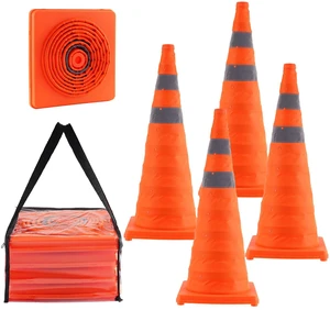 Safety Cones, 4 Pack 28 inch Collapsible Traffic Cones, Construction Cones with Reflective Collars, Wide Base and A Storage Bag, for Traffic Control, Driving Training, Parking Lots Safety Cones, 4 Pack 28 inch Collapsible Traffic Cones, Construction Cones with Reflective Collars, Wide Base and A Storage Bag, for Traffic Control, Driving Training, Parking Lots