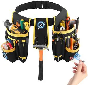 Tool Belt, Magnetic Tool Pouch for Men, 28 Pockets Heavy Duty Adjustable Utility Belt Detachable Work Bag for Electrician, Carpenter, Construction, Work Apron Organizer, Waist Adjust 31 to 48in Tool Belt, Magnetic Tool Pouch for Men, 28 Pockets Heavy Duty Adjustable Utility Belt Detachable Work Bag for Electrician, Carpenter, Construction, Work Apron Organizer, Waist Adjust 31 to 48in