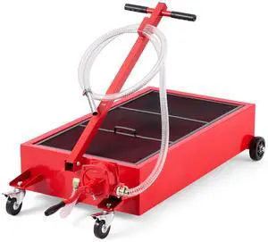 Low Profile Oil Drain Pan, 20 Gallon Capacity, Rolling Oil Drain Pan with Manual Pump, 7.2 ft Hose & T Folding Handle, Leak-proof & Corrosion-resistant, Fit for Cars, SUVs, Trucks, ATVs, Red Low Profile Oil Drain Pan, 20 Gallon Capacity, Rolling Oil Drain Pan with Manual Pump, 7.2 ft Hose & T Folding Handle, Leak-proof & Corrosion-resistant, Fit for Cars, SUVs, Trucks, ATVs, Red