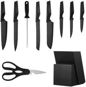 Kitchen Knife Set with Block and Sharpener, 15 Piece German High Carbon Stainless Steel Knife Set, Kitchen Cutlery with PP Ergonomic Handle, Sharpening Rod and Wooden Block, for Home Cooks Kitchen Knife Set with Block and Sharpener, 15 Piece German High Carbon Stainless Steel Knife Set, Kitchen Cutlery with PP Ergonomic Handle, Sharpening Rod and Wooden Block, for Home Cooks
