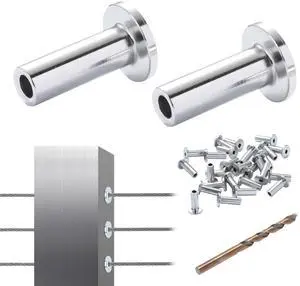 121 Pack T316 Stainless Steel Protector Sleeves for 1/8" Wire Rope Cable Railing, DIY Balustrade T316 Marine Grade, Come with A Free Drill Bit, Silver 121 Pack T316 Stainless Steel Protector Sleeves for 1/8" Wire Rope Cable Railing, DIY Balustrade T316 Marine Grade, Come with A Free Drill Bit, Silver