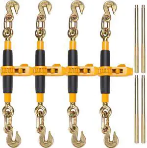 Ratchet Chain Binder, 3/8"-1/2" Heavy Duty Load Binders, with G80 Hooks 12000 lbs Secure Load Limit, Labor-saving Anti-skid Handle, Tie Down Hauling Chain Binders for Flatbed Truck Trailer, 4 Pc Ratchet Chain Binder, 3/8"-1/2" Heavy Duty Load Binders, with G80 Hooks 12000 lbs Secure Load Limit, Labor-saving Anti-skid Handle, Tie Down Hauling Chain Binders for Flatbed Truck Trailer, 4 Pc
