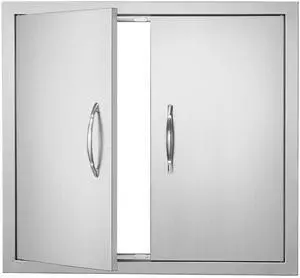 BBQ Access Door, 26W x 24H Inch Double Outdoor Kitchen Door, Stainless Steel Flush Mount Door, Wall Vertical Door with Handles, for BBQ Island, Grilling Station, Outside Cabinet BBQ Access Door, 26W x 24H Inch Double Outdoor Kitchen Door, Stainless Steel Flush Mount Door, Wall Vertical Door with Handles, for BBQ Island, Grilling Station, Outside Cabinet
