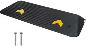 Upgraded Rubber Threshold Ramp, 1.5" Rise Wheelchair Ramp Doorway, Natural Curb Ramp Rated 33069Lbs Load Capacity, Non-Slip Textured Surface Rubber Curb Ramp for Wheelchair and Scooter Black Upgraded Rubber Threshold Ramp, 1.5" Rise Wheelchair Ramp Doorway, Natural Curb Ramp Rated 33069Lbs Load Capacity, Non-Slip Textured Surface Rubber Curb Ramp for Wheelchair and Scooter Black
