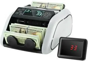 Money Counter Machine, Bill Counter with UV, MG, IR and DD Counterfeit Detection, USD & EUR Cash Counting Machine with Large LCD & External Display for Small Business Money Counter Machine, Bill Counter with UV, MG, IR and DD Counterfeit Detection, USD & EUR Cash Counting Machine with Large LCD & External Display for Small Business