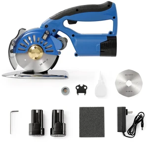 Fabric Cutter, 5-Speed Cordless Electric Rotary Fabric Cutting Machine, 1.1" Cutting Thickness, Octagonal Knife, with Replacement Blade and Battery Charger, for Multi-Layer Cloth Fabric Leather Fabric Cutter, 5-Speed Cordless Electric Rotary Fabric Cutting Machine, 1.1" Cutting Thickness, Octagonal Knife, with Replacement Blade and Battery Charger, for Multi-Layer Cloth Fabric Leather