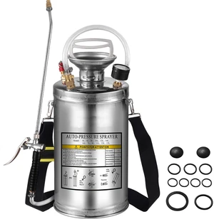 1.5Gal Stainless Steel Sprayer, Set with 16" Wand& Handle& 3.3FT Reinforced Hose, Hand Pump Sprayer with Pressure Gauge&Safety Valve, Adjustable Nozzle Suitable for Gardening& Sanitizing 1.5Gal Stainless Steel Sprayer, Set with 16" Wand& Handle& 3.3FT Reinforced Hose, Hand Pump Sprayer with Pressure Gauge&Safety Valve, Adjustable Nozzle Suitable for Gardening& Sanitizing