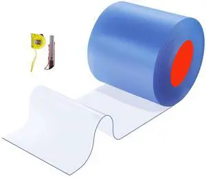 Clear PVC Strip Curtain, 101 ft Length x 12 in Width, Thermal Insulating Plastic Door Strip Bulk Roll, Walk in Freezer Cooler Curtain Strips for Doorways of Supermarket, Garage, Warehouse Clear PVC Strip Curtain, 101 ft Length x 12 in Width, Thermal Insulating Plastic Door Strip Bulk Roll, Walk in Freezer Cooler Curtain Strips for Doorways of Supermarket, Garage, Warehouse