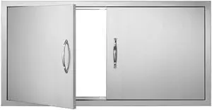 BBQ Access Door, 42W x 21H Inch Double Outdoor Kitchen Door, Stainless Steel Flush Mount Door, Wall Vertical Door with Handles, for BBQ Island, Grilling Station, Outside Cabinet BBQ Access Door, 42W x 21H Inch Double Outdoor Kitchen Door, Stainless Steel Flush Mount Door, Wall Vertical Door with Handles, for BBQ Island, Grilling Station, Outside Cabinet