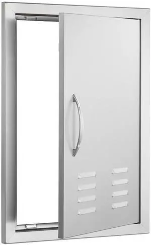 BBQ Access Door, 17W x 24H Inch Single Outdoor Kitchen Door, Stainless Steel Flush Mount Door, Wall Vertical Door with Handle, Vents and Hook, for BBQ Island, Grilling Station, Outside Cabinet BBQ Access Door, 17W x 24H Inch Single Outdoor Kitchen Door, Stainless Steel Flush Mount Door, Wall Vertical Door with Handle, Vents and Hook, for BBQ Island, Grilling Station, Outside Cabinet