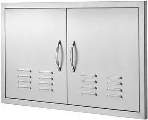 BBQ Access Door, 36W x 21H Inch Double Outdoor Kitchen Door, Stainless Steel Flush Mount Door, Wall Vertical Door with Handles and Vents, for BBQ Island, Grilling Station, Outside Cabinet BBQ Access Door, 36W x 21H Inch Double Outdoor Kitchen Door, Stainless Steel Flush Mount Door, Wall Vertical Door with Handles and Vents, for BBQ Island, Grilling Station, Outside Cabinet