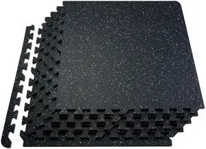 0.56 Inch Thick Gym Floor Mats, 12 Tiles Rubber Top with EVA Foam, 25" x 25" Gym Flooring Workout Mats with 48 sq.ft Coverage, Interlocking Puzzle Gym Mats for Gym, Home, Garage, Black & White 0.56 Inch Thick Gym Floor Mats, 12 Tiles Rubber Top with EVA Foam, 25" x 25" Gym Flooring Workout Mats with 48 sq.ft Coverage, Interlocking Puzzle Gym Mats for Gym, Home, Garage, Black & White