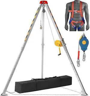 Confined Space Tripod Kit, Confined Space Tripod 7' Legs and 98' Cable, Confined Space Rescue Tripod 32.8' Fall Protection, 1200 lbs Winch, Harness, Storage Bag Confined Space Tripod Kit, Confined Space Tripod 7' Legs and 98' Cable, Confined Space Rescue Tripod 32.8' Fall Protection, 1200 lbs Winch, Harness, Storage Bag