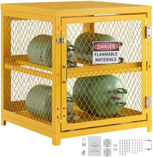Horizontal Cylinder Storage Cabinet, 4 x 33 lbs Cylinder Capacity, 31.02x30.04x35 inch Propane Storage Cage, Gas Cylinder Cabinet, Yellow Powder Coat Finish, for Freon, Gases, Oxygen, Nitrogen Horizontal Cylinder Storage Cabinet, 4 x 33 lbs Cylinder Capacity, 31.02x30.04x35 inch Propane Storage Cage, Gas Cylinder Cabinet, Yellow Powder Coat Finish, for Freon, Gases, Oxygen, Nitrogen