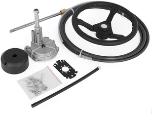 Outboard Steering System 10' Boat Steering Cable 10 Feet Marine Steering System 3/4'' Shaft with 13.5 Inch Wheel for Yachts and Waterborne Vehicles Outboard Steering System 10' Boat Steering Cable 10 Feet Marine Steering System 3/4'' Shaft with 13.5 Inch Wheel for Yachts and Waterborne Vehicles
