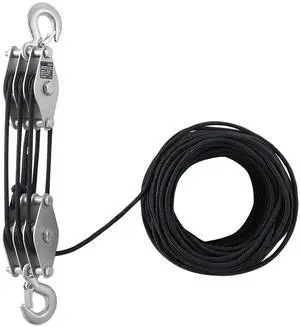 4400 lbs Rope Hoist Pulley System Block and Tackle 5:1 Lifting Ratio 100 ft Rope 4400 lbs Rope Hoist Pulley System Block and Tackle 5:1 Lifting Ratio 100 ft Rope