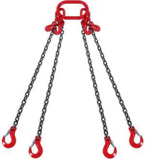1/4" x 5' Chain Sling 4 Legs G80 Lifting Chain with Grab Hooks 6600 lbs 1/4" x 5' Chain Sling 4 Legs G80 Lifting Chain with Grab Hooks 6600 lbs