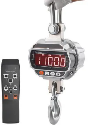 Digital Crane Scale, 11000 lbs/5000 kg, Industrial Heavy Duty Hanging Scale with Remote Control, Cast Aluminum Case & LED Screen, High Precision for Construction, Factory, Farm, Hunting (Silver) Digital Crane Scale, 11000 lbs/5000 kg, Industrial Heavy Duty Hanging Scale with Remote Control, Cast Aluminum Case & LED Screen, High Precision for Construction, Factory, Farm, Hunting (Silver)