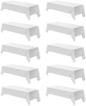 White Tablecloths for Rectangle Tables, 10 Pack, 60 x 102 Inches, Reusable and Machine Washable Table Clothes, Wrinkle-Resistant Polyester Fabric Table Covers for Wedding, Party, Banquet White Tablecloths for Rectangle Tables, 10 Pack, 60 x 102 Inches, Reusable and Machine Washable Table Clothes, Wrinkle-Resistant Polyester Fabric Table Covers for Wedding, Party, Banquet