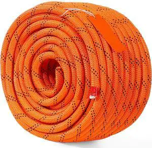 Double Braided Polyester Rope, 1/2 in x 120 ft, 48 Strands, 8000 LBS Breaking Strength Outdoor Climbing Rope, Arborist Rigging Rope for Rock Hiking Camping Swing Rappelling Rescue, Orange/Black Double Braided Polyester Rope, 1/2 in x 120 ft, 48 Strands, 8000 LBS Breaking Strength Outdoor Climbing Rope, Arborist Rigging Rope for Rock Hiking Camping Swing Rappelling Rescue, Orange/Black