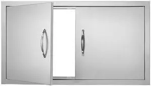 BBQ Access Door, 34W x 19H Inch Double Outdoor Kitchen Door, Stainless Steel Flush Mount Door, Wall Vertical Door with Handles, for BBQ Island, Grilling Station, Outside Cabinet BBQ Access Door, 34W x 19H Inch Double Outdoor Kitchen Door, Stainless Steel Flush Mount Door, Wall Vertical Door with Handles, for BBQ Island, Grilling Station, Outside Cabinet