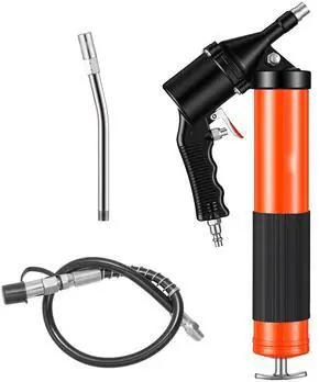 Grease Gun, Continuous Cycle Heavy Duty 6000 PSI High Pressure, Pistol Grip Grease Gun Kit with 14 oz Capacity, Includes 18-Inch Flex Hose, 1 Extension Rigid Pipe, 2 Flat Nozzles for Automotive Grease Gun, Continuous Cycle Heavy Duty 6000 PSI High Pressure, Pistol Grip Grease Gun Kit with 14 oz Capacity, Includes 18-Inch Flex Hose, 1 Extension Rigid Pipe, 2 Flat Nozzles for Automotive