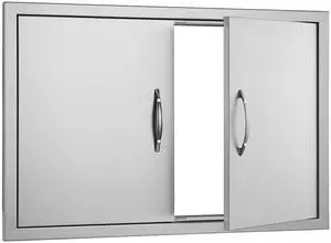 BBQ Access Door, 33W x 22H Inch Double Outdoor Kitchen Door, Stainless Steel Flush Mount Door, Wall Vertical Door with Handles, for BBQ Island, Grilling Station, Outside Cabinet BBQ Access Door, 33W x 22H Inch Double Outdoor Kitchen Door, Stainless Steel Flush Mount Door, Wall Vertical Door with Handles, for BBQ Island, Grilling Station, Outside Cabinet