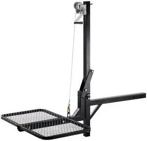 Hitch Deer Hoist with Lifting System Platform, 300 lbs Load Capacity, Game Hoist Winch Lift with 2-inch Receiver, 360-Degree Swivel Shaft & Foldable, Hitch-Mounted Deer Hanger for Moving Game Hitch Deer Hoist with Lifting System Platform, 300 lbs Load Capacity, Game Hoist Winch Lift with 2-inch Receiver, 360-Degree Swivel Shaft & Foldable, Hitch-Mounted Deer Hanger for Moving Game