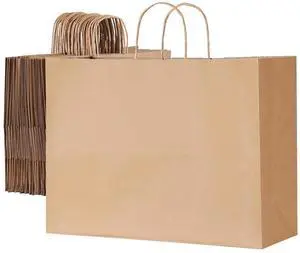 Kraft Paper Bags with Handles 50Pcs 16x6x12 in Party Shopping Retail Bag Brown Kraft Paper Bags with Handles 50Pcs 16x6x12 in Party Shopping Retail Bag Brown